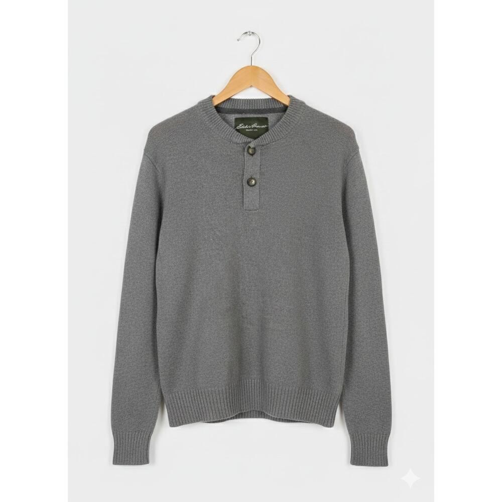 Eddie Bauer Men’s Grey Pullover Button Up Henley Sweater XL